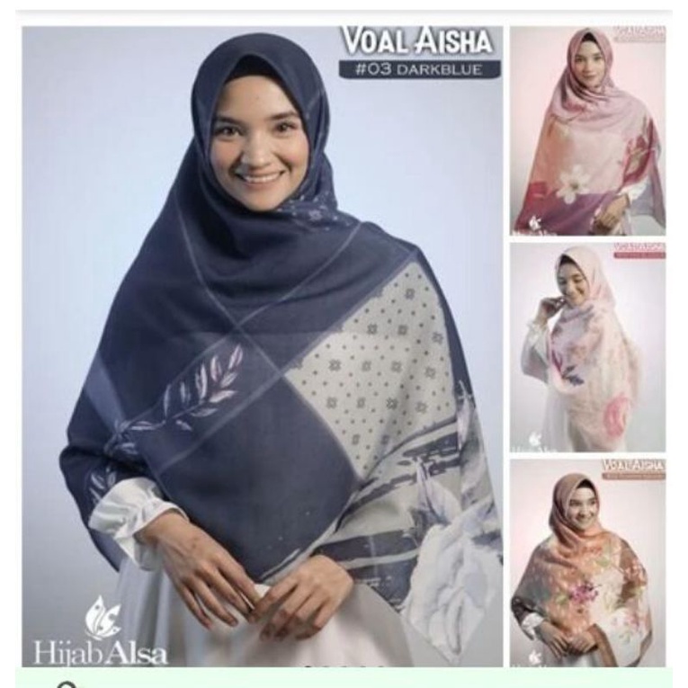 VOAL AISHA BY HIJAB ALSA | JILBAB SEGIEMPAT PREMIUM VOAL SERIES SYARI SIZE 140 X 140 CM