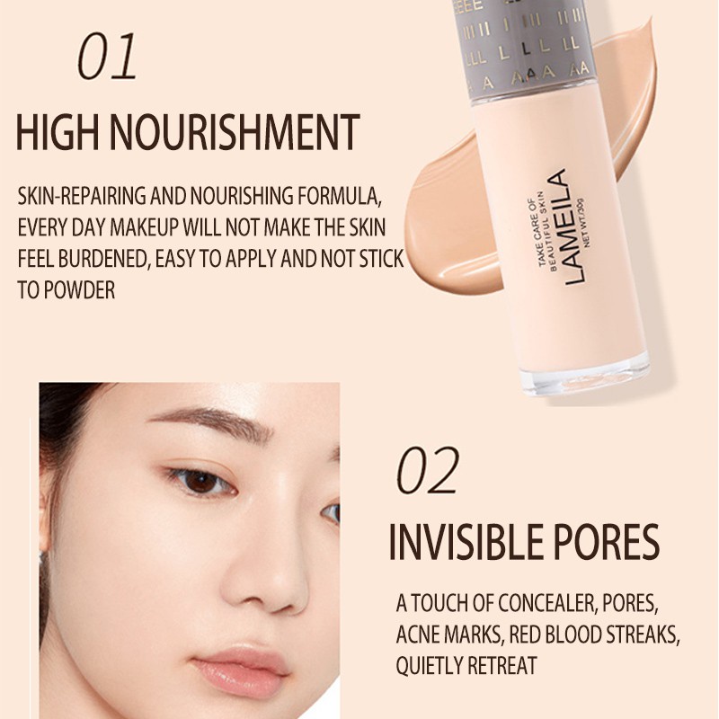 ( BISA COD )  100% ORIGINAL - Lameila New Concealer Foundation Cair Tahan Air 3 WARNA PILIHAN Untuk Makeup Wanita/Foundation Murah/Foundation Remaja