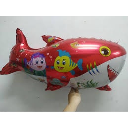 Balon Ikan Hiu Merah Mainan Anak Shark Balloon Foil