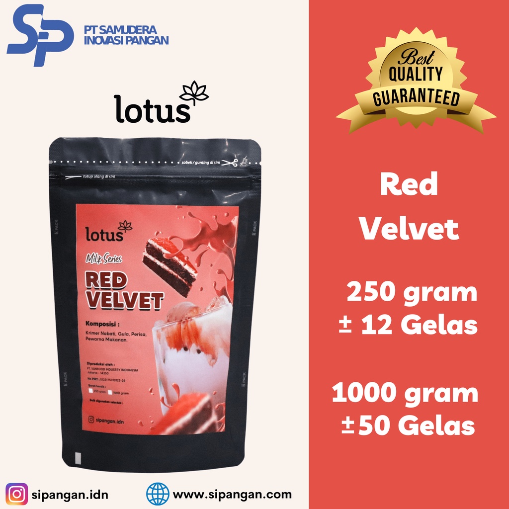 

Lotus Red Velvet Powder - Bubuk Minuman Rasa Red Velvet