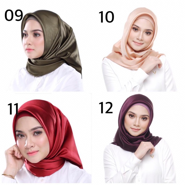 Import JILBAB/HIJAB Segiempat POLOS SATEEN Bahan lembut dan adem dipakai Kode KZT-JB001