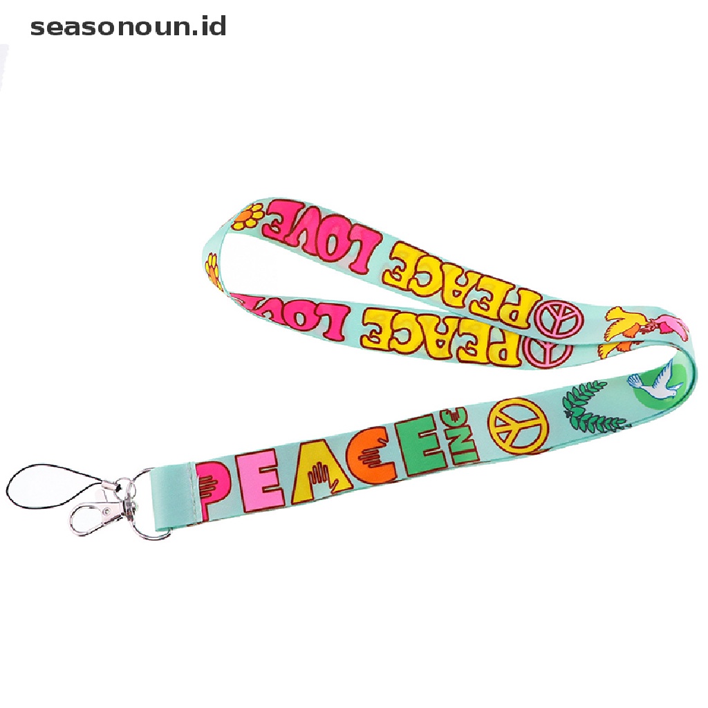 【seasonoun】 Peace and Love Lanyards Keychain Dove Neck Strap Phone Buttons ID Card Holder .