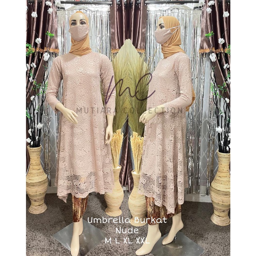 Setelan Kebaya Tunik Brokat / Longcape Brukat / Semi Gamis Umbrella Aneka Pilihan Warna