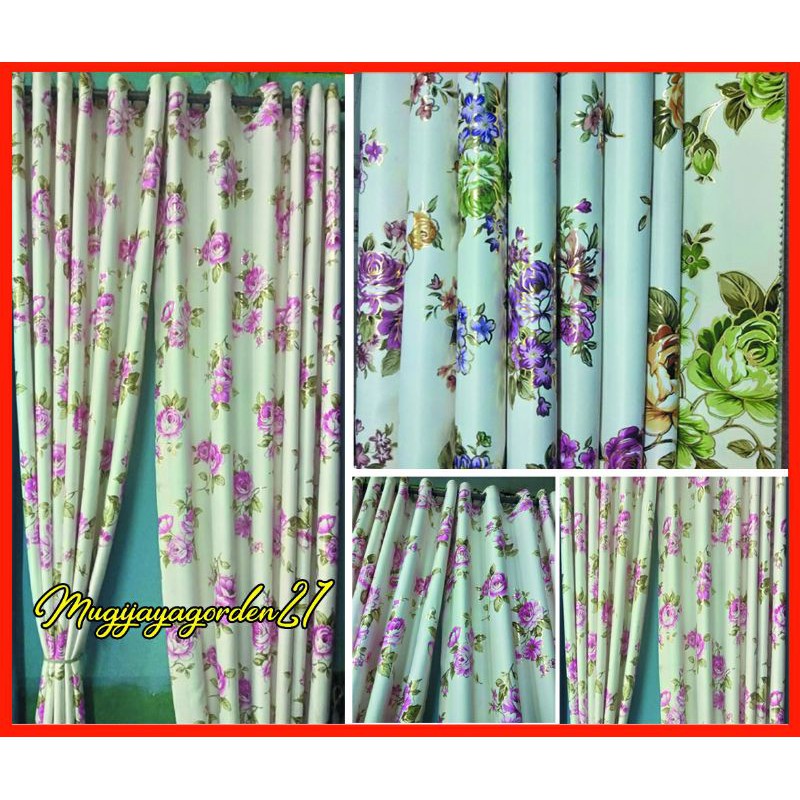 Gorden Jendela & Pintu Gorden Blackout Motif Shaby Chik Bunga Sakura