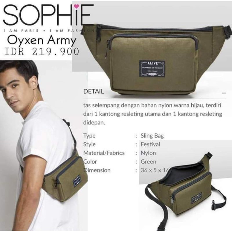TAS SLEMPANG PRIA OYXEN ALIVE / SLINGBAG PRIA / WEISTBAG PRIA /SOPHIE PARIS PRIA