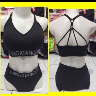 Setelan Bralette sport bh dan cd wanita miniset pakaian dalam cewek underware
