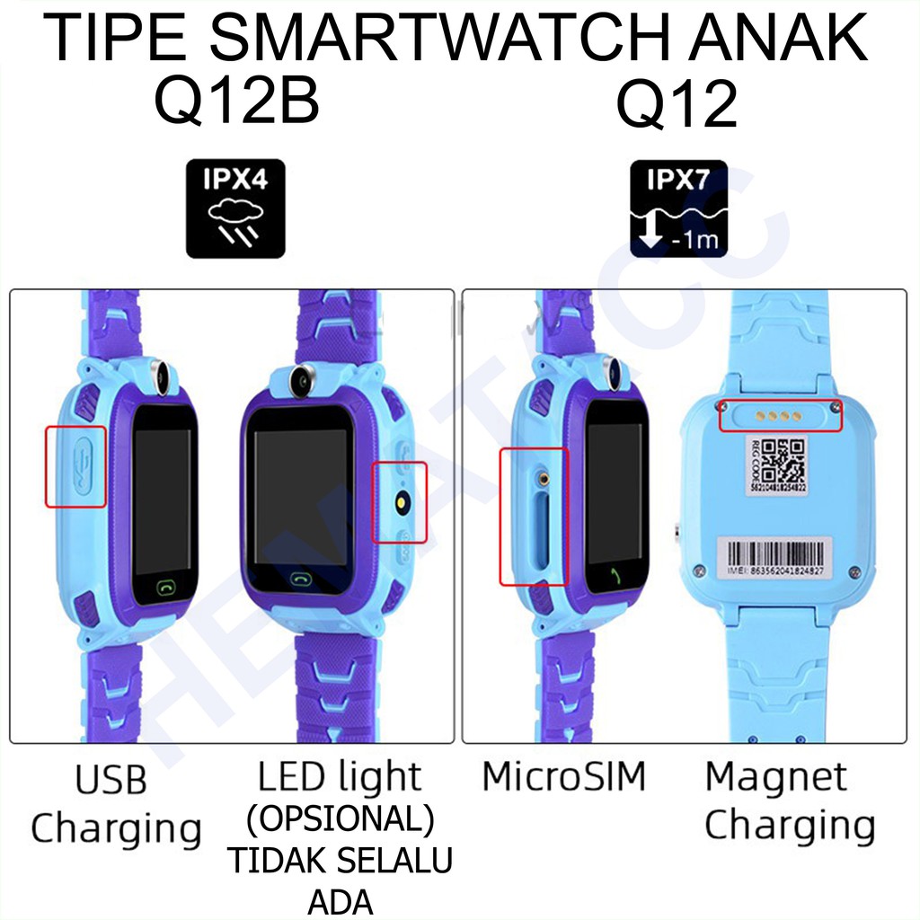 Jam Tangan Anak Pintar Z6 &amp; Q12 Anti Air Pelacak GPS LBS Smartwatch Anak Pesaing Imo Aimo Z6