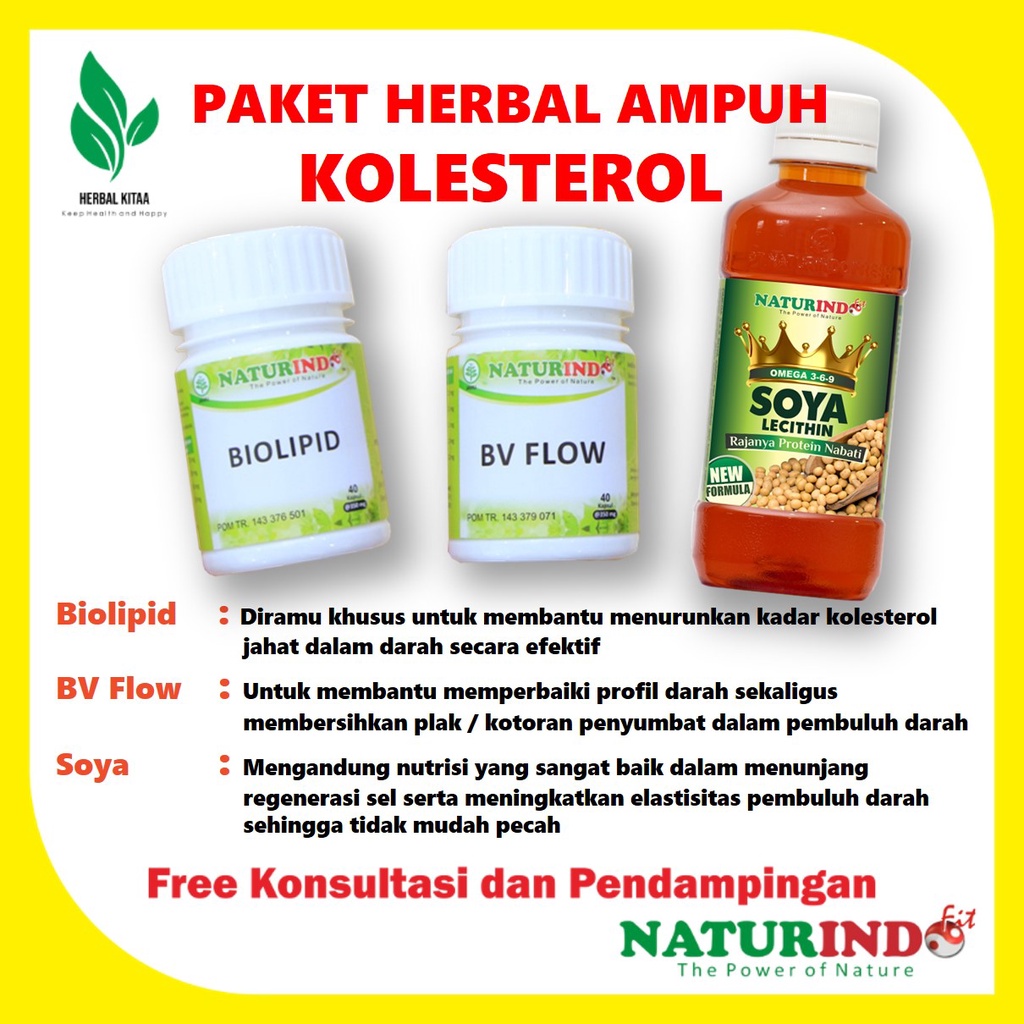 Biolipid Obat Herbal Kolesterol Menghancurkan lemak jahat melancarkan aliran darah Naturindo-Paket Ampuh