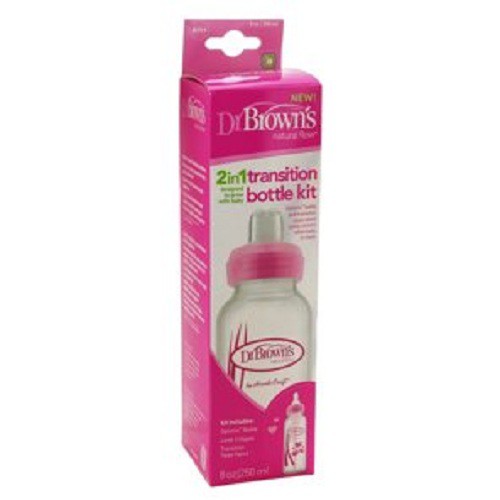 Dr Brown's 2in1 Transition Bottle KIT 8oz / 250ml Pink