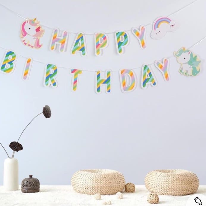 ANEKA BANNER HBD IMPORT/ Bunting Flag Baner/ Happy Birthday Motif PASTEL HBD