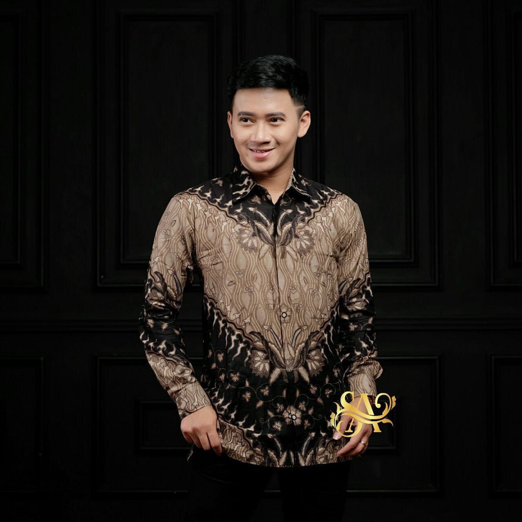 Batik Pria Lengan Panjang BATIK NAKULA HRB026 motif KERATONAN Kode 002 size M L XL XXL Reguler