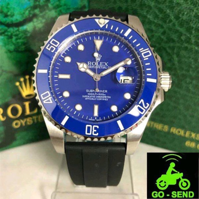 Jam Pria Rolex Submariner Blue Rubber Automatic Clone Japan