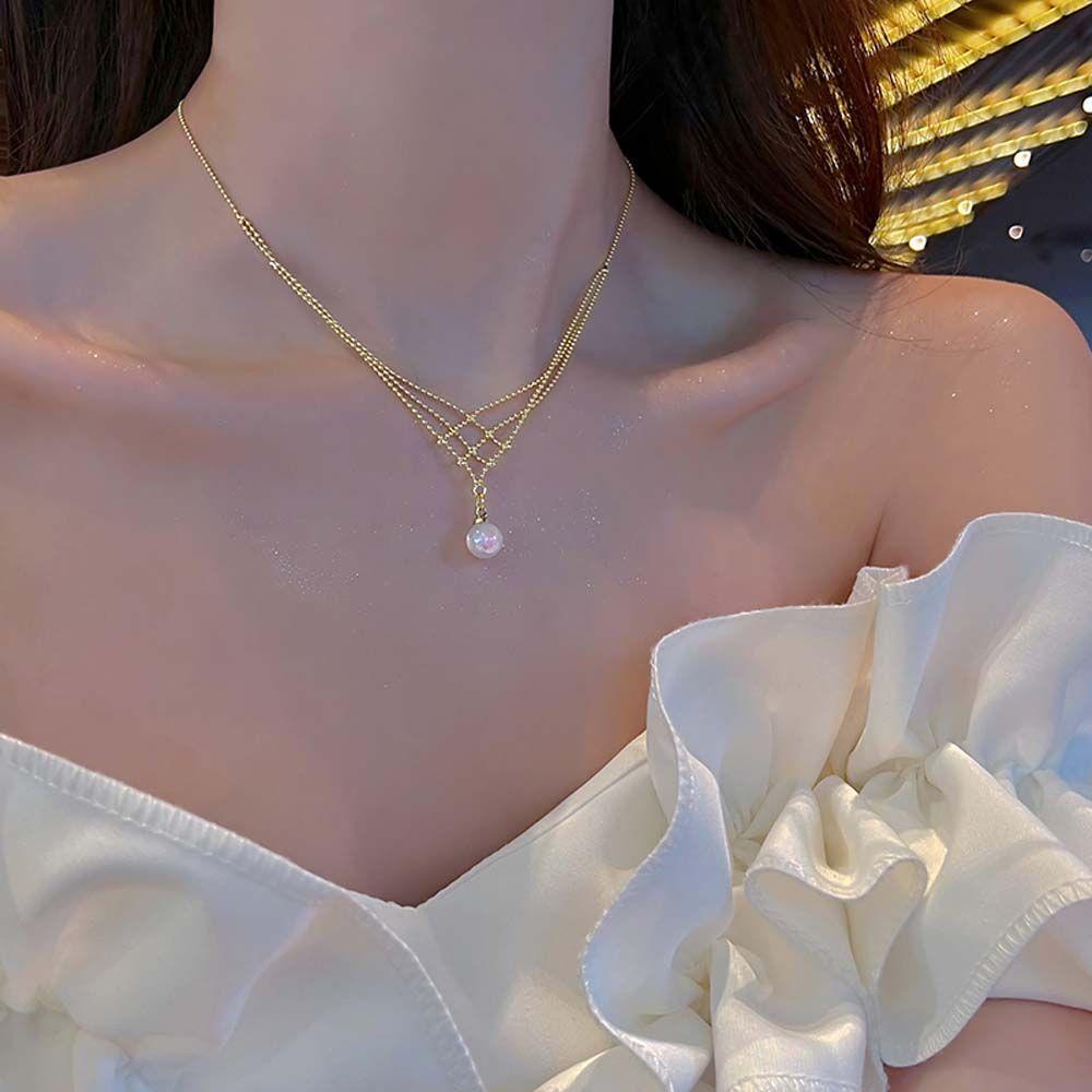 Mxbeauty Mutiara Liontin Kalung Trendi Manis Minimalis Hadiah Pacar Choker Gadis Gaya Korea Necklace