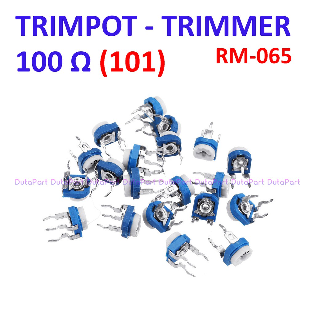 100 Ohm 101 Trimpot Trimmer RM-065 RM065 VR Variable Resistor Putih Biru  Potensiometer