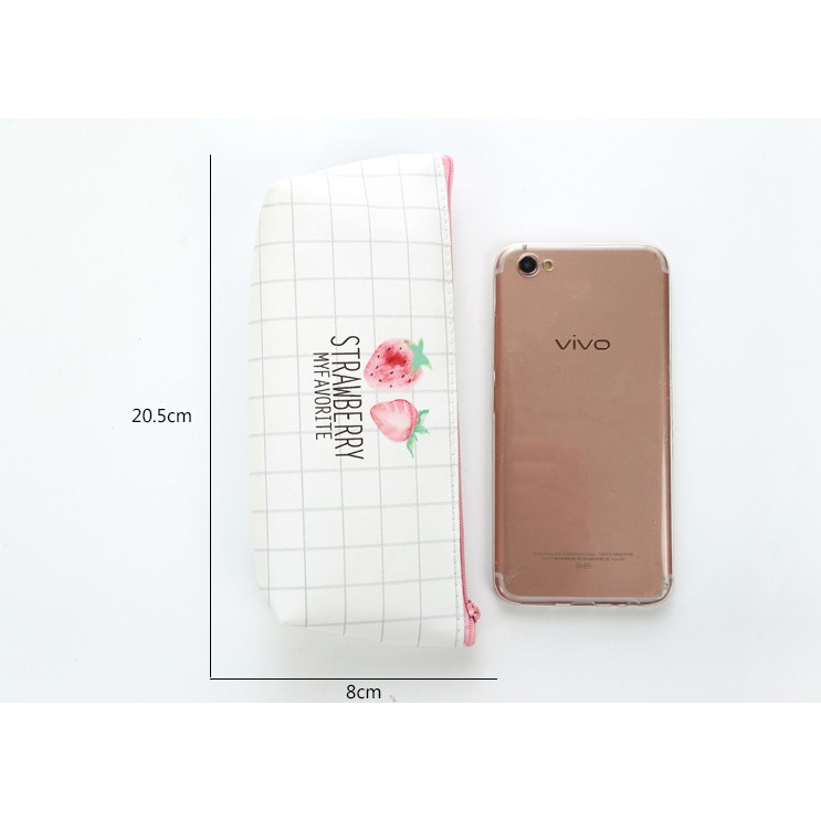 Tempat Pensil Gambar STRAWBERRY / Tempat Alat Tulis Motif BUAH STROBERI / Tepak Pensil STROBERI Lucu