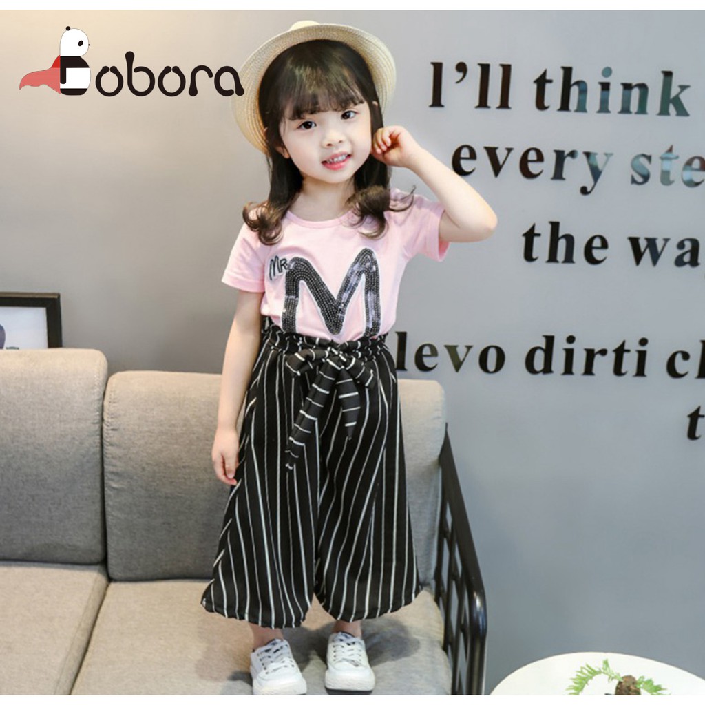 BOBORA Setelan Kaos  T Shirt Bayi  Anak Perempuan Lengan  