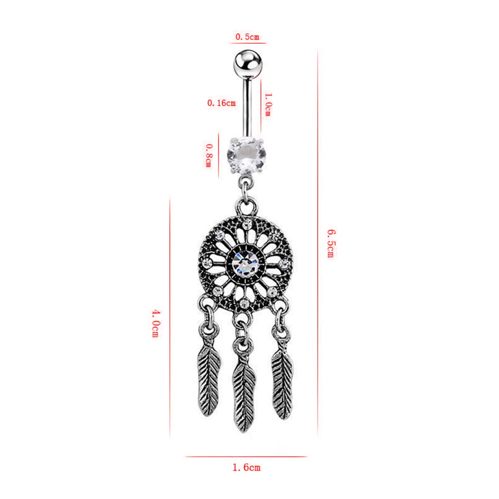 Anting Pusar Bentuk Dream Catcher Dengan Hiasan Kristal Berlian Imitasi