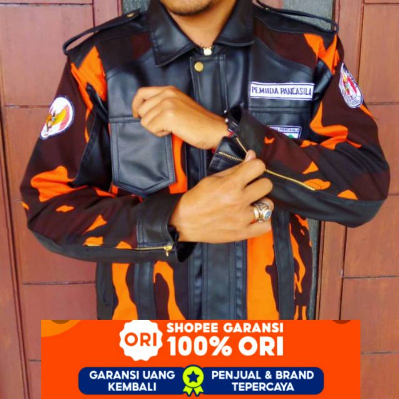 Jaket Kulit Pemuda Pancasila Kombinasi Kulit Sintetis dan Ripstop-Jaket Kulit Banser - Jaket AMPI
