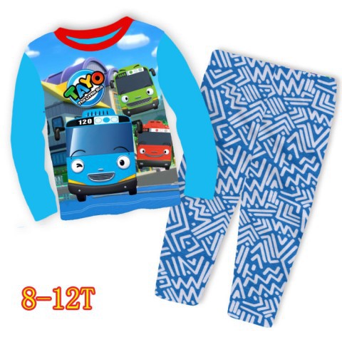 Piyama Anak Import Cuddle Me Tayo Little Bus & Friends 8-12t, Blue - MB0058