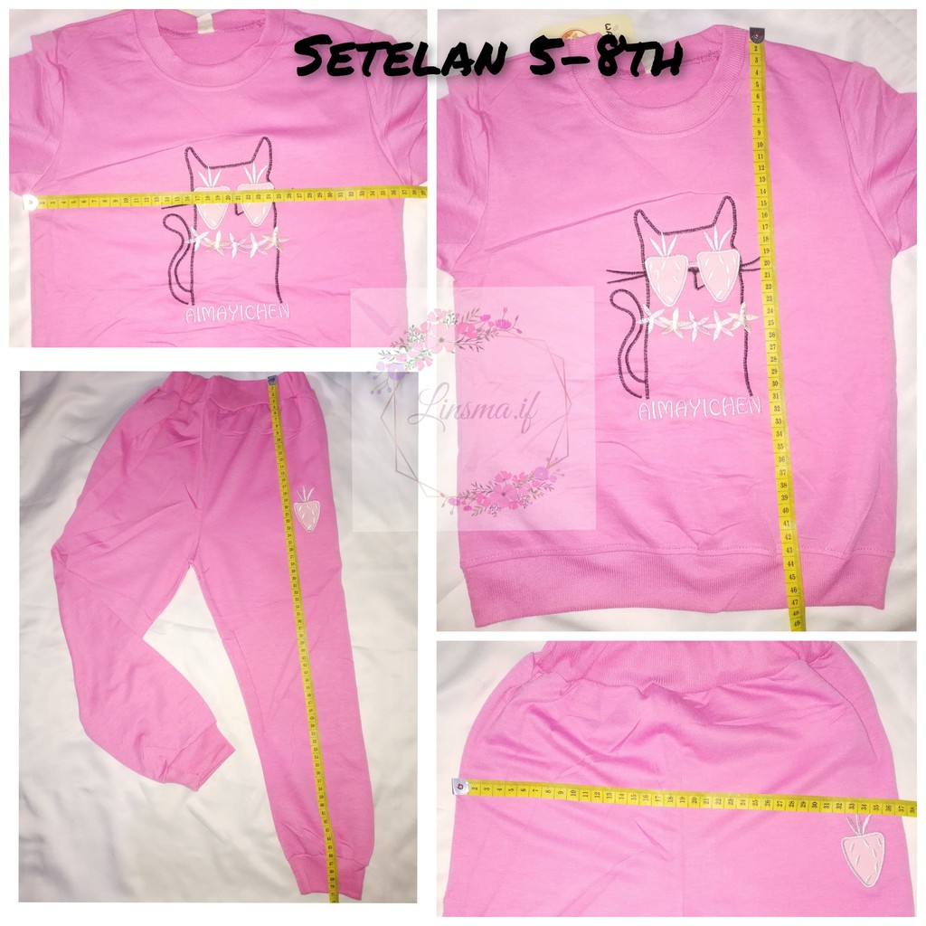 Setelan Sweater Anak Perempuan Usia 5 - 8 Tahun Motif Sablon Import Original | Stelan Switer cewek