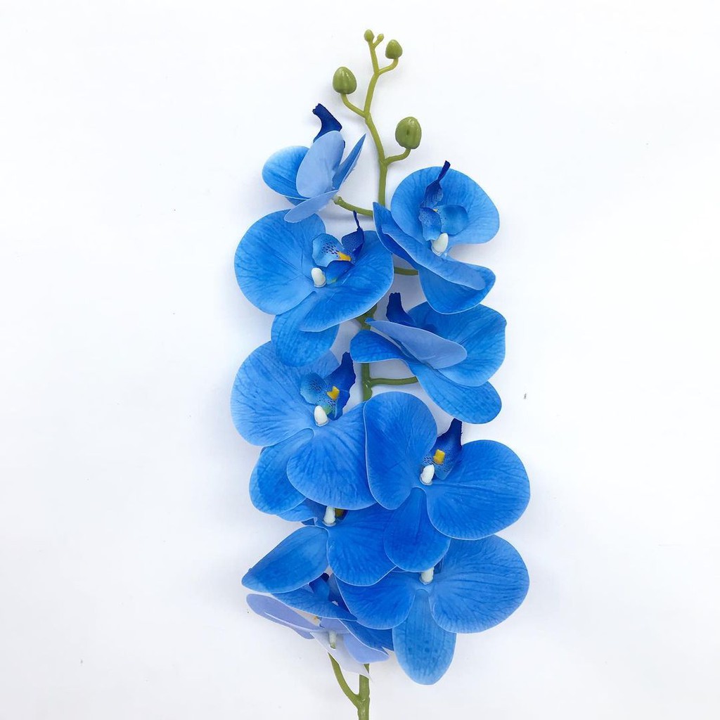 ANGGREK LATEX ORCHID X1 panjang 1 meter -  bunga plastik artificial home decor shabby chic-Biru