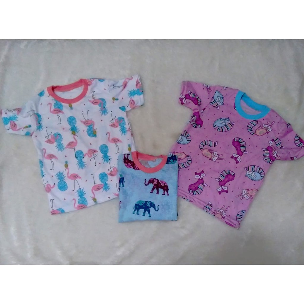 kaos anak wanita motif fullprint usia 1-7 tahun