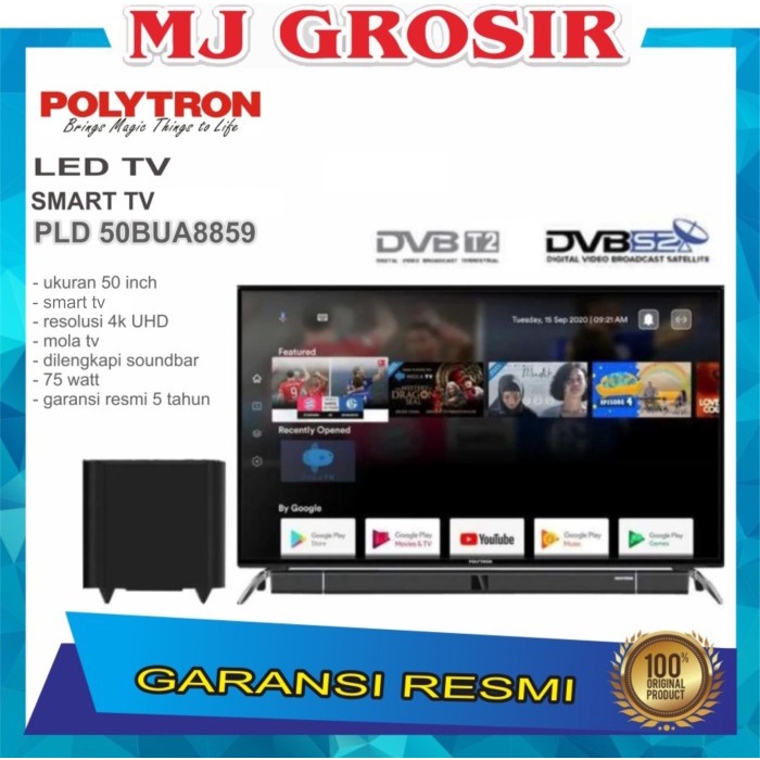 LED TV POLYTRON 50" 50BUA8859 50 INCH ANDROID SOUNDBAR UHD 4K