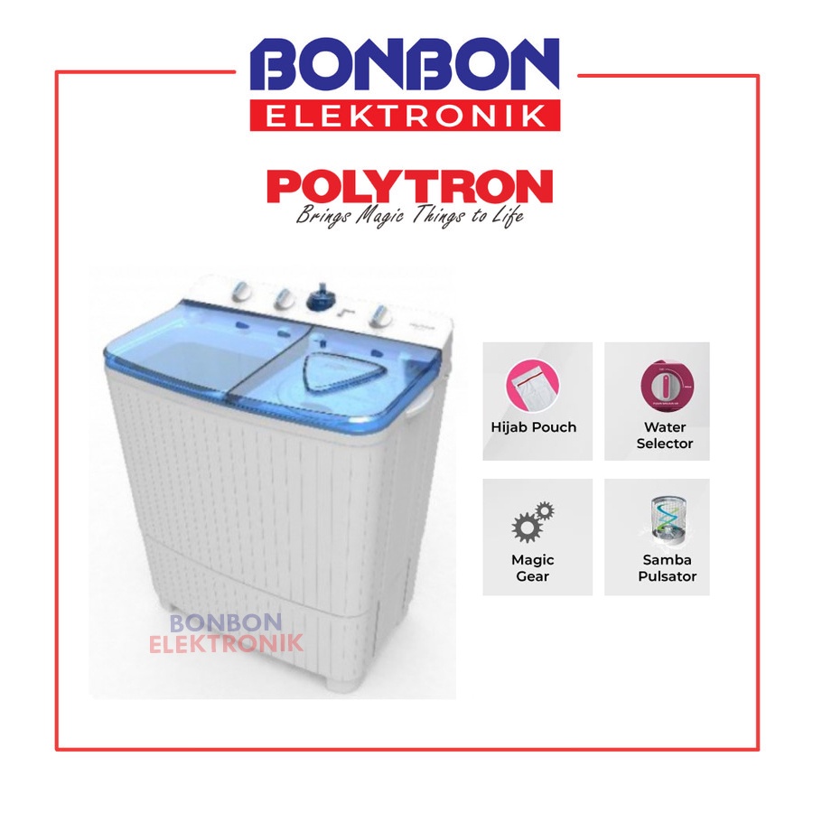 Polytron Mesin Cuci 2 Tabung 9.5KG PWM 951B / PWM951 / 951 B