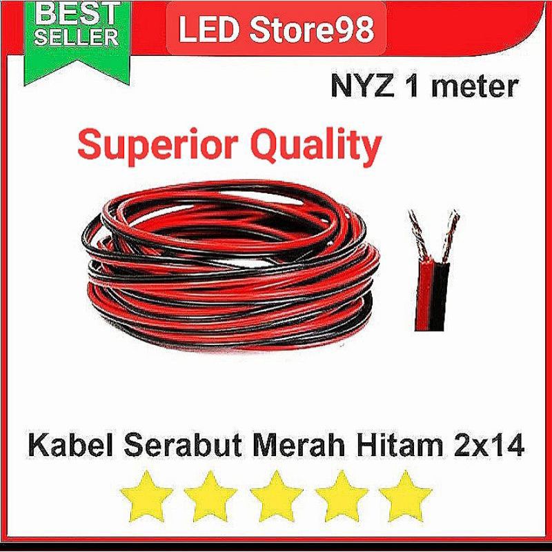 KABEL SERABUT 2X14 MERAH HITAM ( PER Meter )