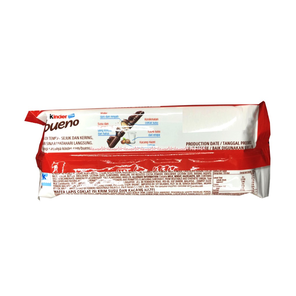 Kinder Bueno Coklat Wafer 43gr Wafer Cokelat Krim Susu