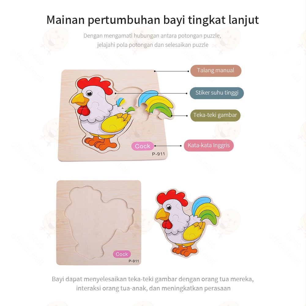 Poney Puzzle kayu mainan edukasi anak wooden toys lucu Jigsaw puzzle hewan