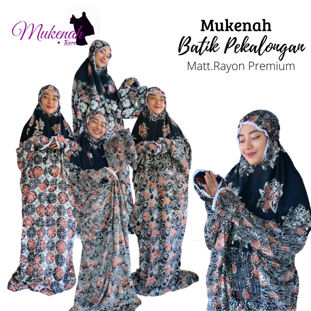 Mukena Dewasa Jumbo Terusan / Lajuran Motif Khas Batik Pekalongan Matt.Rayon Premium Ori