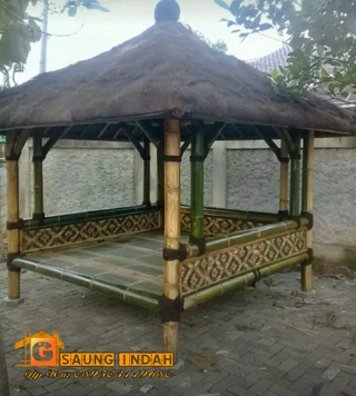 SAUNG BAMBU BERMACAM UKURAN/GAZEBO BAMBU/RUMAH BAMBU | Shopee Indonesia