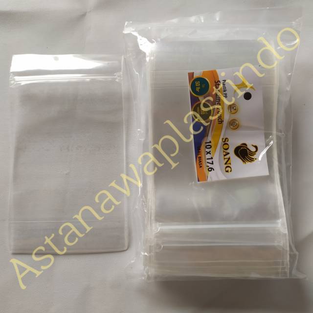 Isi 50: Standing pouch 10x17,6 seal biasa klip soang kemasan berdiri murah 17,6x10 tebal pastik pp
