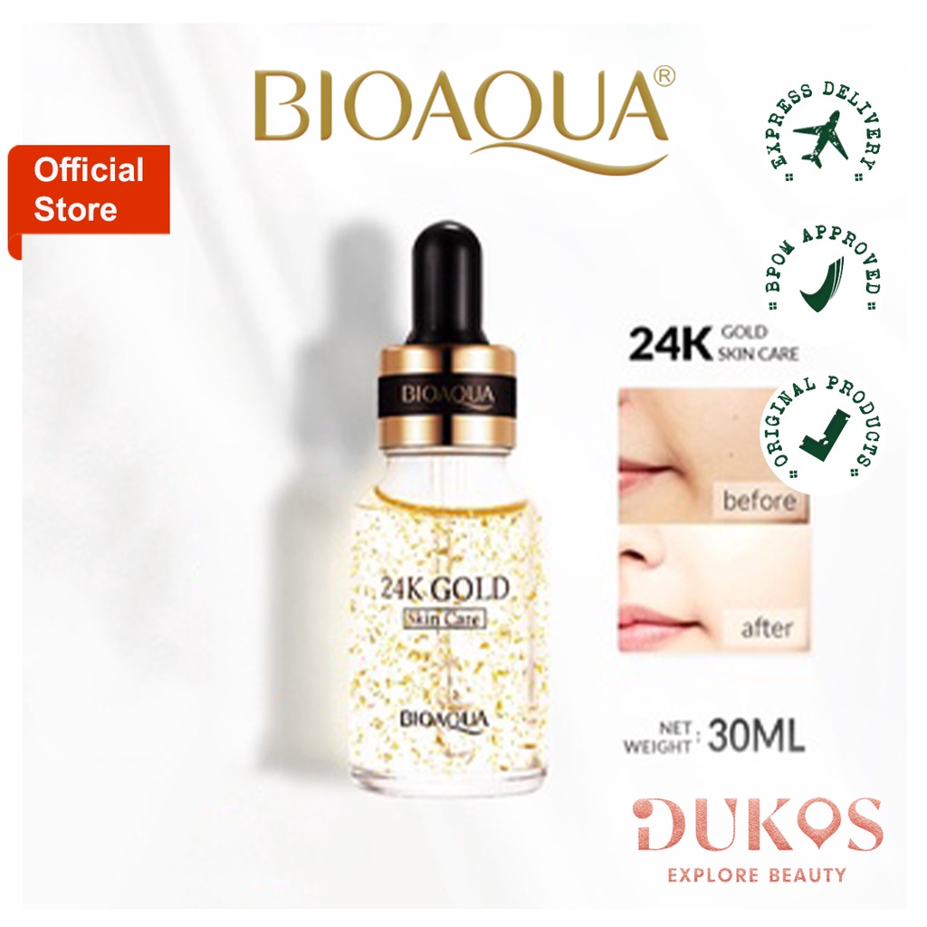 [COD] Serum Wajah 24K Gold Bioaqua Skin Care Mencerahkan Kulit Wajah &amp; Membuat Warna Kulit Wajah Nampak Cerah Merata - Original 30 ML BPOM