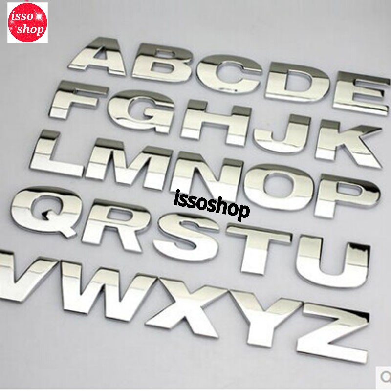 Emblem Mobil Huruf Original Metal Asli Size Besar (High Quality)/Emblem Huruf & Angka / Emblem Huruf
