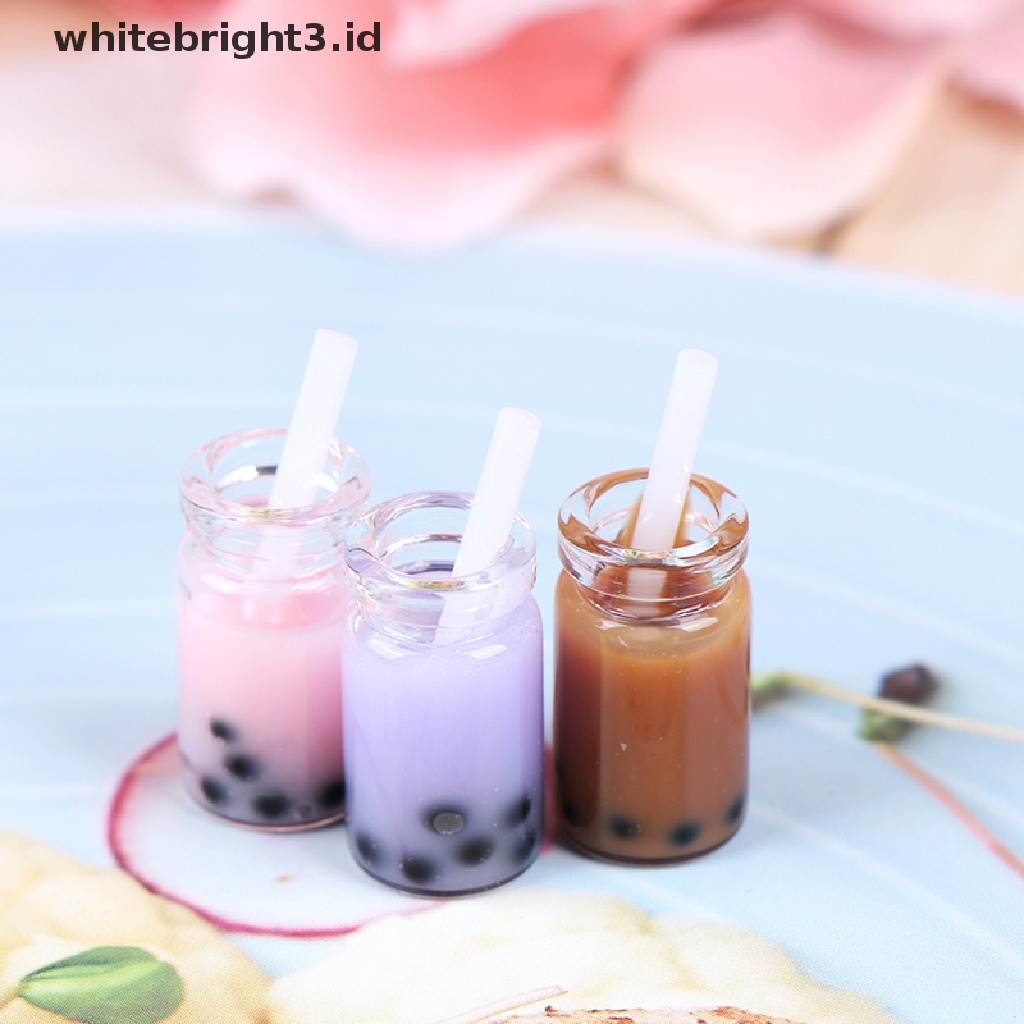 (whitebright3.id) 3pcs Miniatur Gelas milk tea Skala 1: 12 Untuk Dekorasi Rumah Boneka