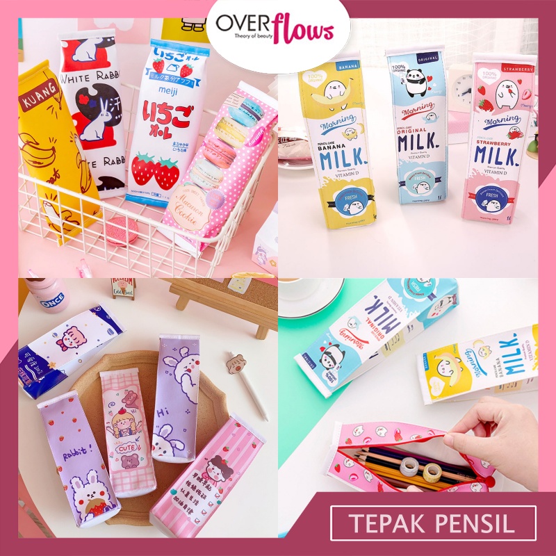 OVERFLOWS.ID Tempat Pensil Unik Milk Cookies Kotak Pensil Bungkus Jajan Ciki Snack
