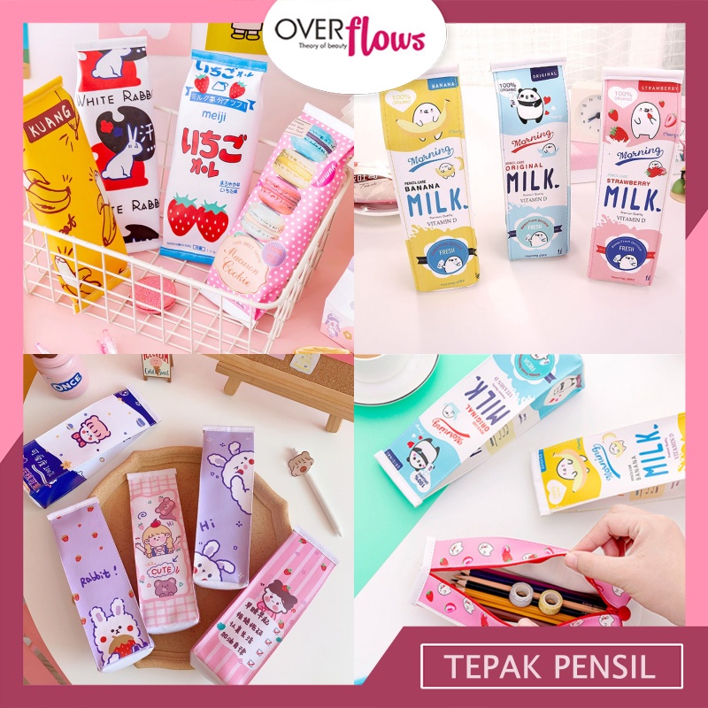 OVERFLOWS.ID Tempat Pensil Unik Milk Cookies Kotak Pensil Bungkus Jajan Ciki Snack