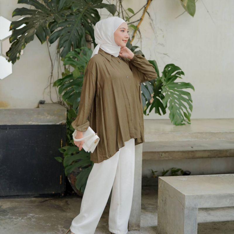 Kemeja Oversize Atasan Wanita Blouse Jumbo Rayon Viscose Fashion Solo Mura