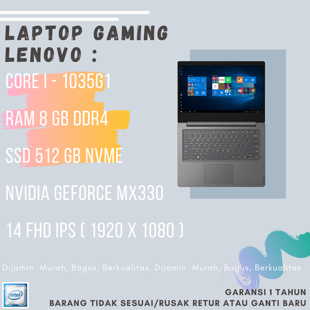 LAPTOP GAMING LENOVO I5 1035G1 8GB SSD 512GB MX330 2GB E133