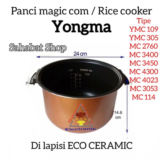 PANCI ECO CERAMIC RICE COOKER / MAGIC COM YONGMA 2 LITER MODEL WINGS KUPING ORIGINAL