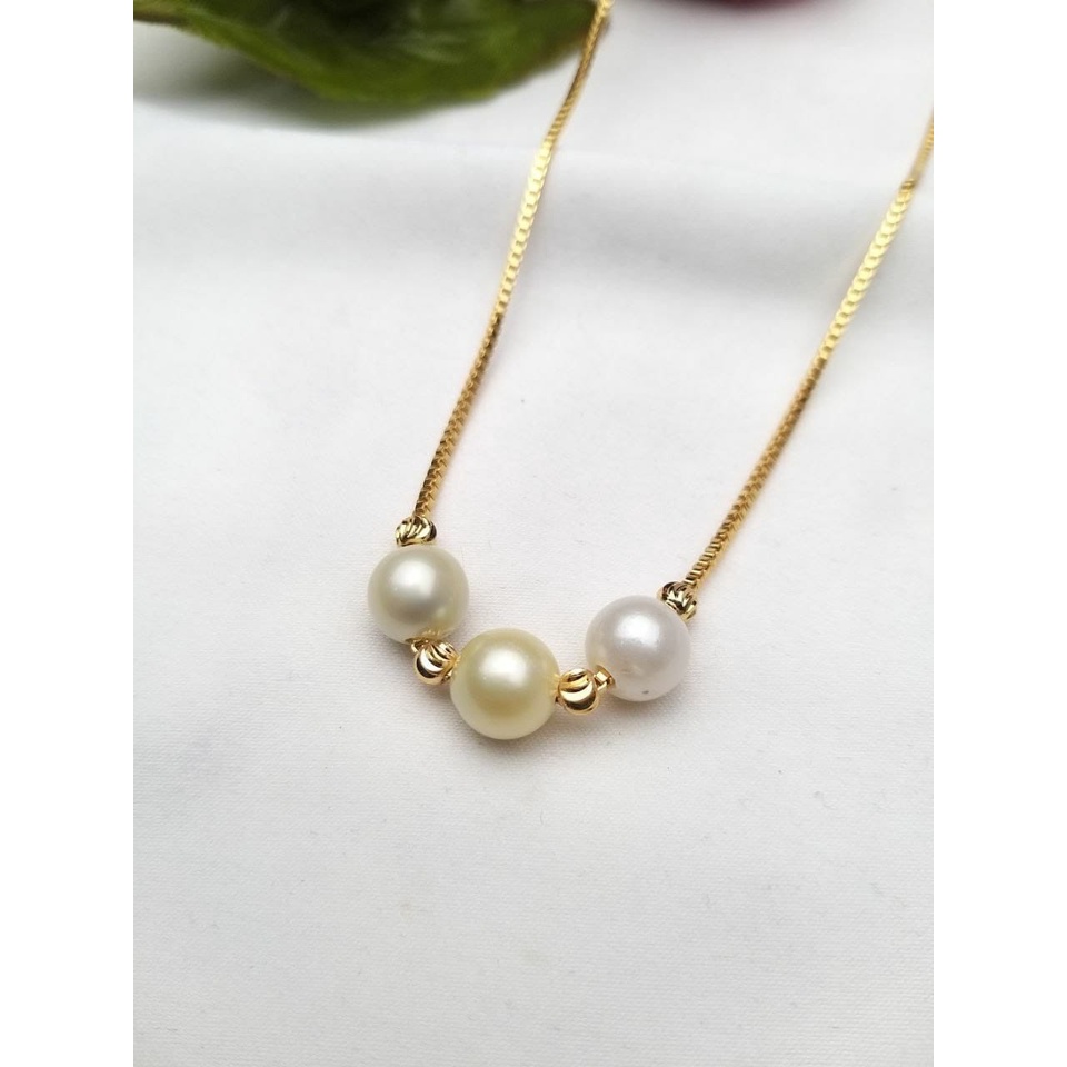 Kalung Mutiara Air Laut Asli Bersertifikat || Kalung 3 Mutiara Air Laut