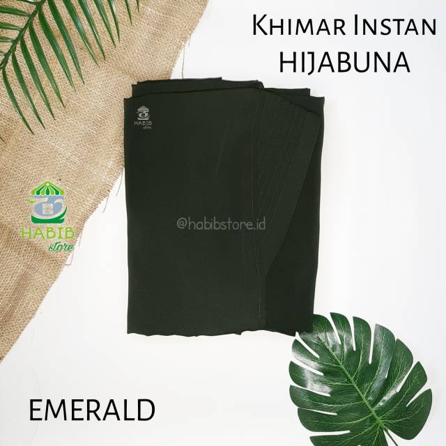 Khimar Instan Hijabuna Emerald / Hijau Botol / Tua - Jilbab kerudung syar'i / syari wolfis / wolvis 