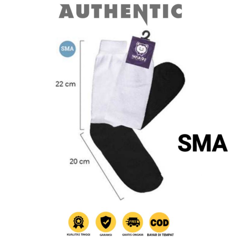 AUTHENTIC Kaos Kaki Back Too School | Kaos Kaki Sekolah Anak SD SMP SMA -Kaos Kaki Untuk Sekolah Putih Telapak Hitam SD SMP SMA - Barbels socks