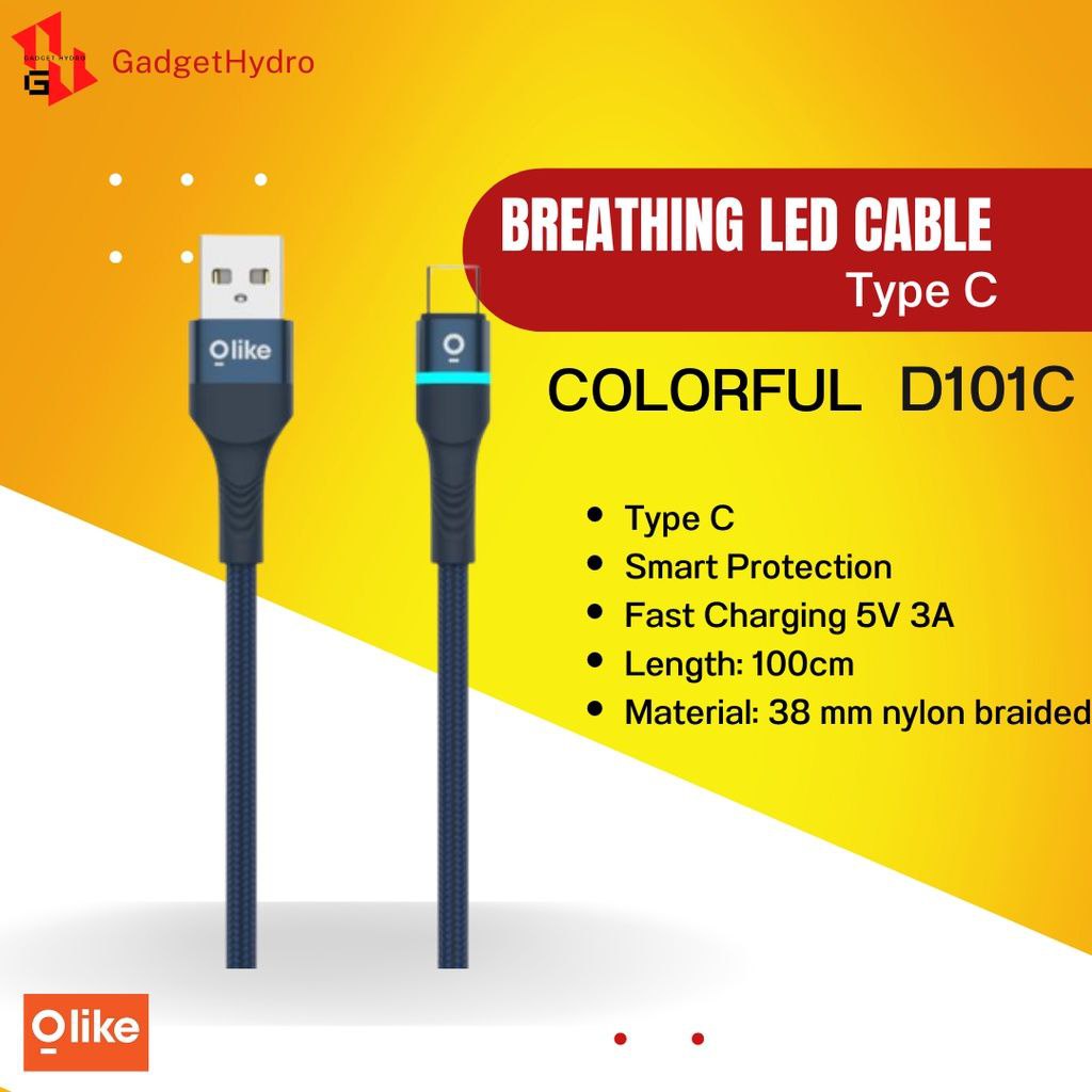 Kabel Charger Data Fast Charging Breakting Led Cable Type C