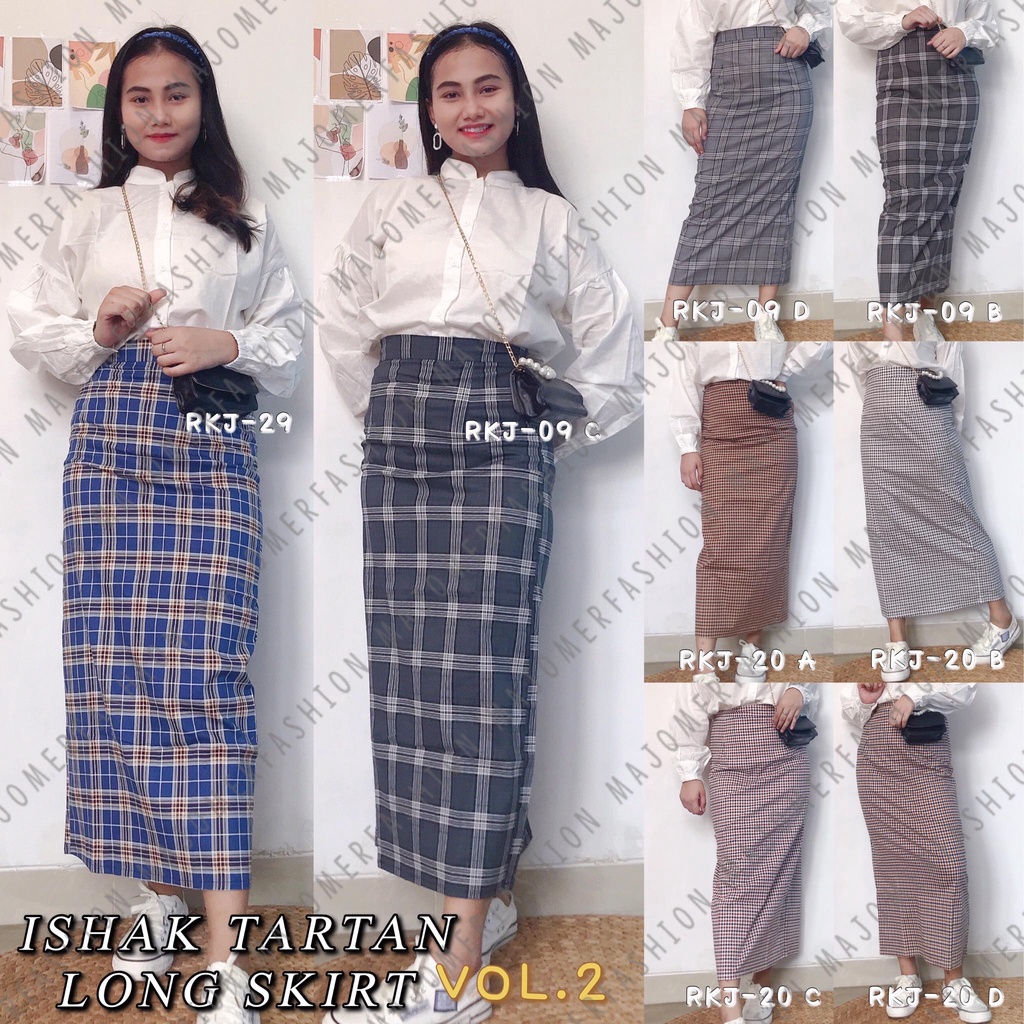 MAJOMER ® | ISHAK TARTAN LONG SKIRT VOL.2 - ROK PANJANG - KOREAN SKIRT