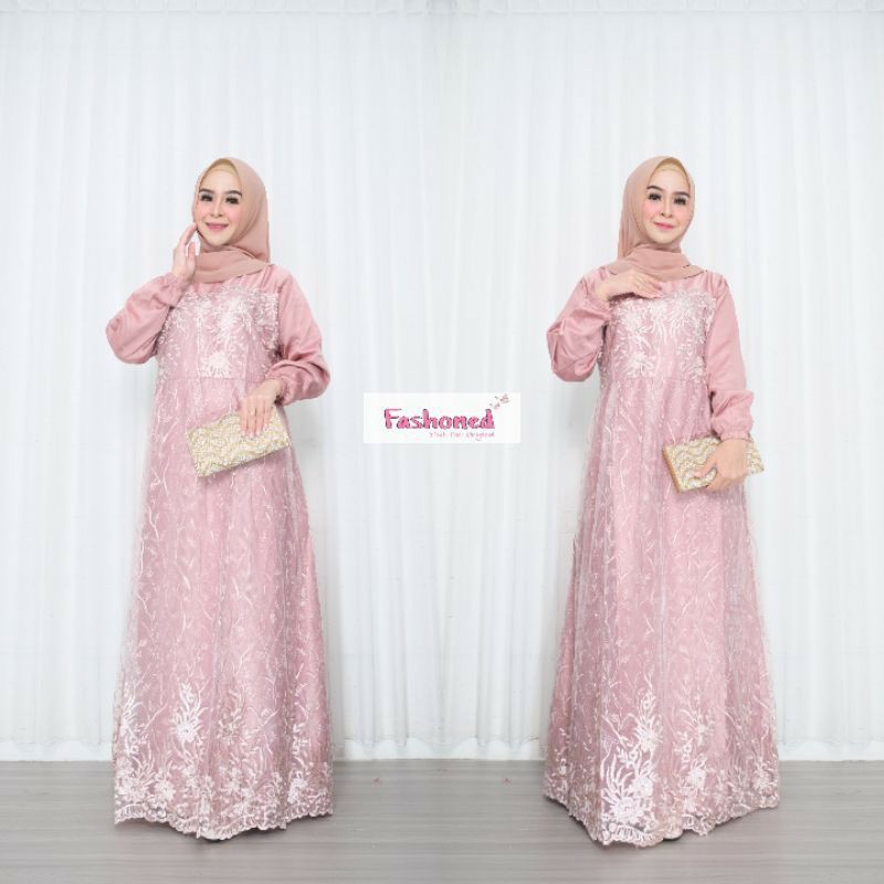 Best Seller!!! New Arrival ! KEBAYA GAMIS BUSUI FARASAYA BROKAT MAXY DRESS WANITA MUSLIM VELVET MODERN