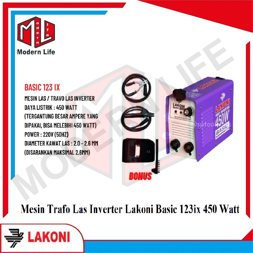 Mesin Travo Las Listrik Inventer 450 Watt Lakoni Basic 123 IX / 123IX