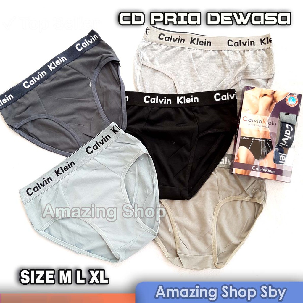 CD Celana Dalam  Pria Dewasa CD Laki Laki Cowok Remaja (Box isi 3 Pcs) Calvin Klein